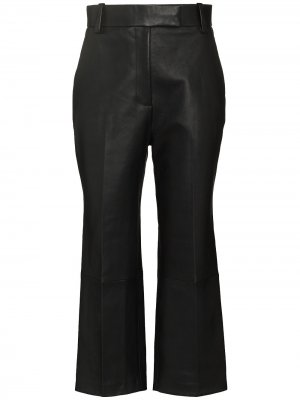 Кожаные укороченные брюки Melie KHAITE. Цвет: черный
