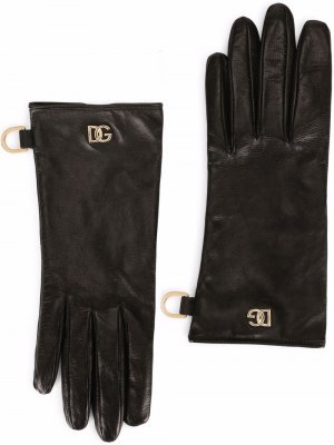 Перчатки с логотипом Dolce & Gabbana. Цвет: черный