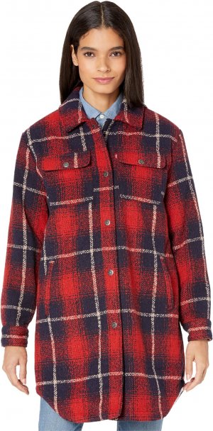 Пальто Oversized Wool Blend Shirt Jacket w/ Sherpa Lining Levi's, цвет Red/Navy Shadow Plaid Levi's