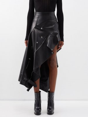 Деконструированная кожаная юбка , черный Alexander McQueen