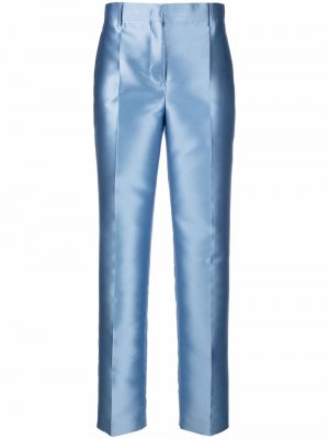 Атласные брюки прямого кроя Alberta Ferretti. Цвет: синий