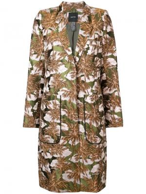 Жаккардовое пальто с лиственным принтом Smythe. Цвет: зеленый
