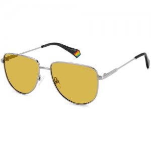 Солнцезащитные очки  PLD 6196/S/X 6LB MU MU, серебряный, серый Polaroid. Цвет: серебристый