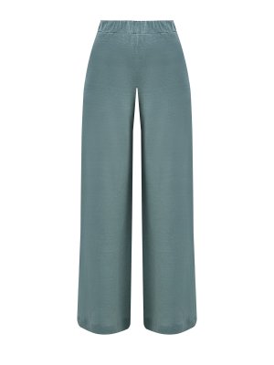 Льняные брюки-палаццо с эластичным поясом и карманами GRAN SASSO. Цвет: зеленый
