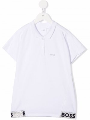 Рубашка поло с короткими рукавами и логотипом BOSS Kidswear. Цвет: белый