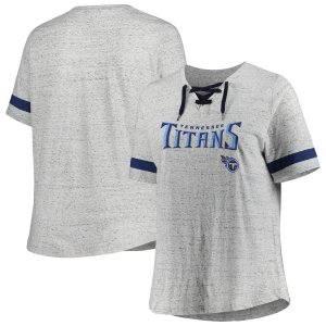 Женская серая футболка Tennessee Titans больших размеров на шнуровке с v-образным вырезом Unbranded