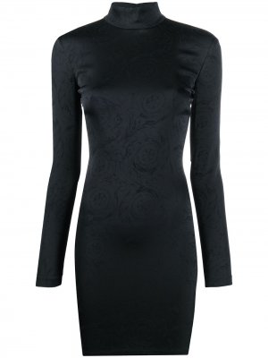 Платье мини с принтом и длинными рукавами Versace Jeans Couture. Цвет: черный