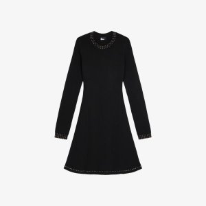 Мини-платье из эластичной ткани с заклепками , черный The Kooples
