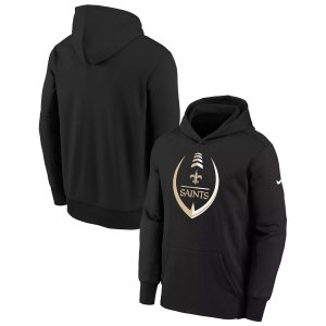 Черный молодежный пуловер с капюшоном New Orleans Saints Icon Performance Nike