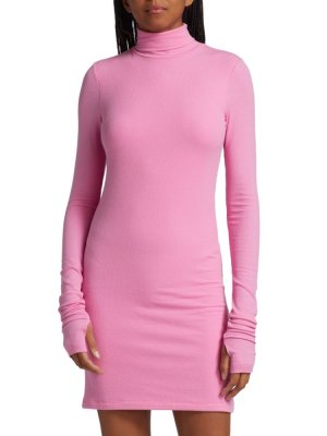 Мини-облегающее платье с воротником-водолазкой Atm Anthony Thomas Melillo, цвет Radiance Pink Melillo