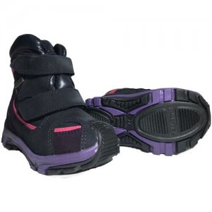 Ботинки для девочек замшевые фиолетовые 20 размер с мембраной SYMPA-TEX Bartek. Цвет: розовый/фиолетовый