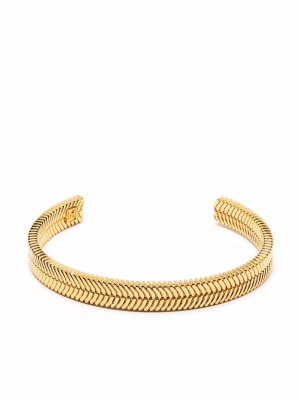 Textured thin cuff bracelet Federica Tosi. Цвет: золотистый