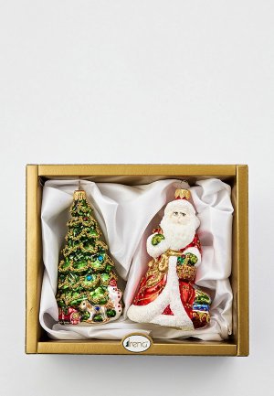 Набор елочных украшений Грай Дед Мороз с мишкой, Ёлка подарками. Цвет: разноцветный
