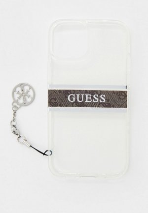 Чехол для IPhone и брелок Guess 13 mini, PC/TPU 4G Stripe Hard Tranparent +Silver charm. Цвет: разноцветный