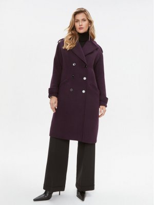 Шерстяное пальто обычного кроя, фиолетовый Morgan