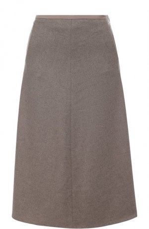 Кашемировая юбка-миди с карманами Loro Piana. Цвет: бежевый
