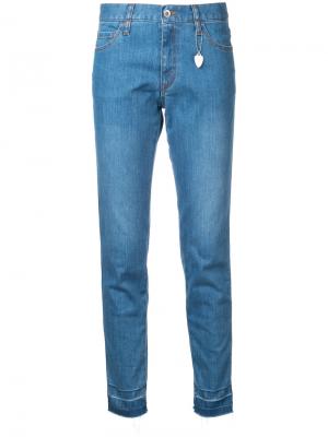 Укороченные джинсы с необработанными краями Muveil. Цвет: синий