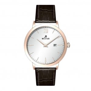 Profile Кожаный ремешок Кварцевые мужские часы с серебряным циферблатом 50214PPN627 Westar