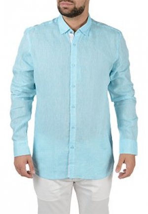 Льняная рубашка STEFANO BELLINI. Цвет: голубой