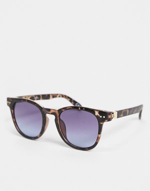 Женские круглые солнцезащитные очки в черепаховой оправе -Коричневый цвет Jeepers Peepers