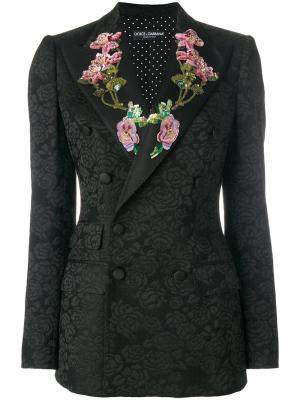 Пиджак с цветочным узором из пайеток Dolce & Gabbana. Цвет: чёрный