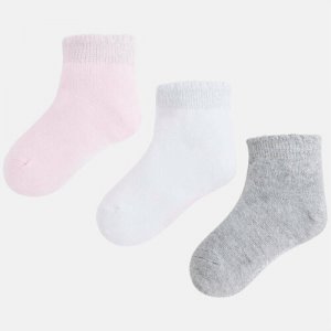 Носки 3 пары, размер 27-29 (4 года), розовый, серый Mayoral. Цвет: серый/белый/розовый
