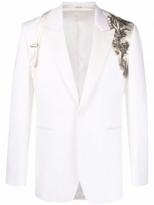 Шелковый пиджак с пайетками Alexander McQueen. Цвет: белый