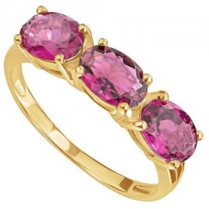 Серебряное кольцо с натуральным турмалином (розовым) - размер 18 LAZURIT-ONLINE. Цвет: фуксия