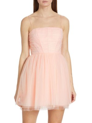 Мини-платье из тюля Babydoll Ml Monique Lhuillier, цвет Sweet Pink Lhuillier