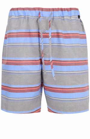 Хлопковые домашние шорты свободного кроя с поясом на резинке Hanro. Цвет: синий