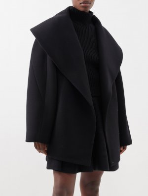Объемное валяное пальто melton с шалью и лацканами ALAÏA, черный Alaïa