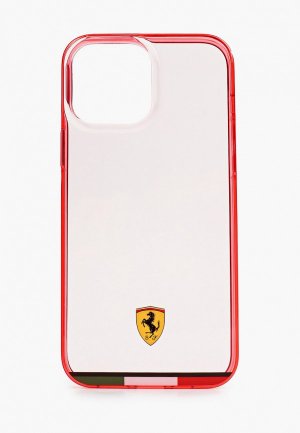 Чехол для iPhone Ferrari 13 Pro Max PC/TPU Italia stripe Hard Transparent/Red. Цвет: розовый