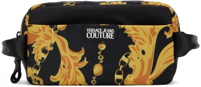Косметичка Couture черного и золотого цвета с цепочкой Versace Jeans