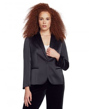 Женский пиджак с острыми лацканами на одной пуговице , черный Anne Klein