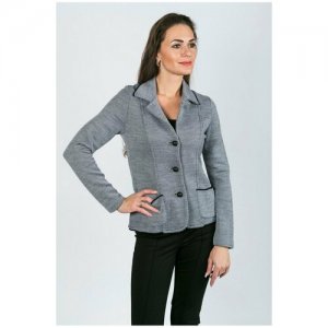 Пиджак, средней длины, силуэт прилегающий, размер 44, серый Rosanna Pellegrini. Цвет: серый