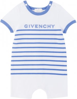 Комплект боди и нагрудника белого цвета в полоску для малышей Givenchy