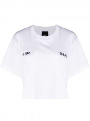 Укороченная футболка с принтом Omc. Цвет: белый