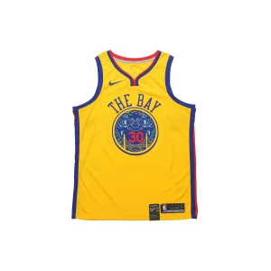 Баскетбольная майка Golden State Warriors City Edition в стиле ретро, ​​нет. Мужские майки 30 Curry, желтые 912101-728 Nike