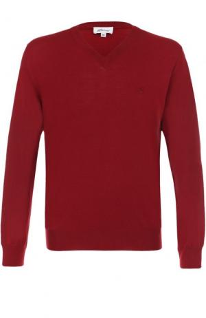 Пуловер из шерсти тонкой вязки Brioni. Цвет: бордовый