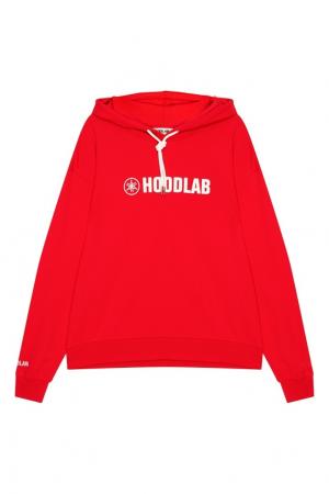 Красное худи из хлопка с логотипом Hoodlab. Цвет: красный
