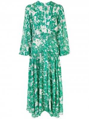 Платье миди с цветочным принтом Alexis. Цвет: зеленый
