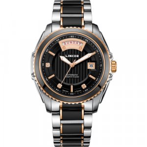 Наручные часы , черный, серебряный LINCOR. Цвет: черный/серебристый