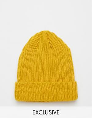 Желтая шапочка-бини в рыбацком стиле Reclaimed Vintage. Цвет: желтый