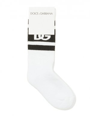 Черно-белые жаккардовые носки с логотипом для мальчиков Dolce&Gabbana