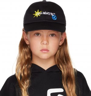 Детская черная кепка с рисунком Off-White