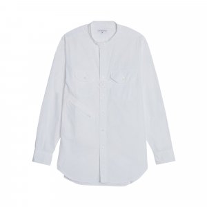 Двухслойная рубашка с воротником из ткани полосками 100s, цвет Белый Engineered Garments