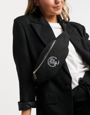 Черная сумка-кошелек на пояс с надписью Have a nice day -Черный цвет ASOS DESIGN
