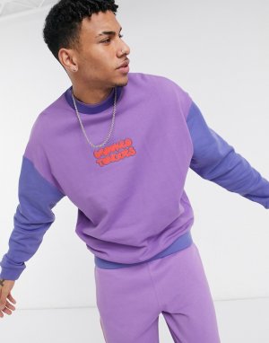 Фиолетовый свитшот со вставками от комплекта -Фиолетовый цвет Crooked Tongues