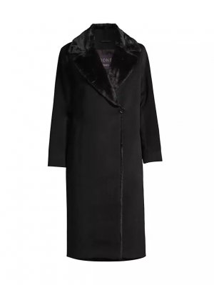 Шерстяное пальто с отделкой из искусственного меха , черный Cinzia Rocca