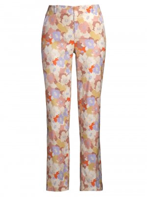 Прямые брюки Marilyn с цветочным принтом из смеси льна NYDJ